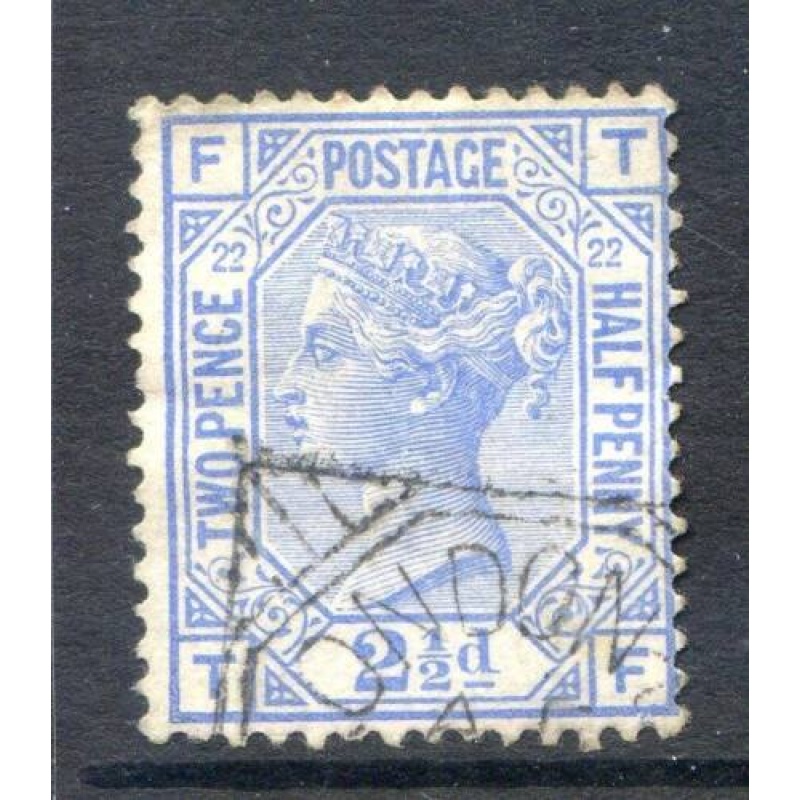 QV 2 1 2d Blue SG157 Plate 22 Clear Profile Part London Cancel