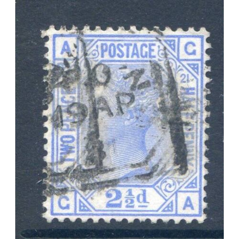 QV 2 1 2d Blue SG157 Plate 21 Fine Used Indistinct Cancel