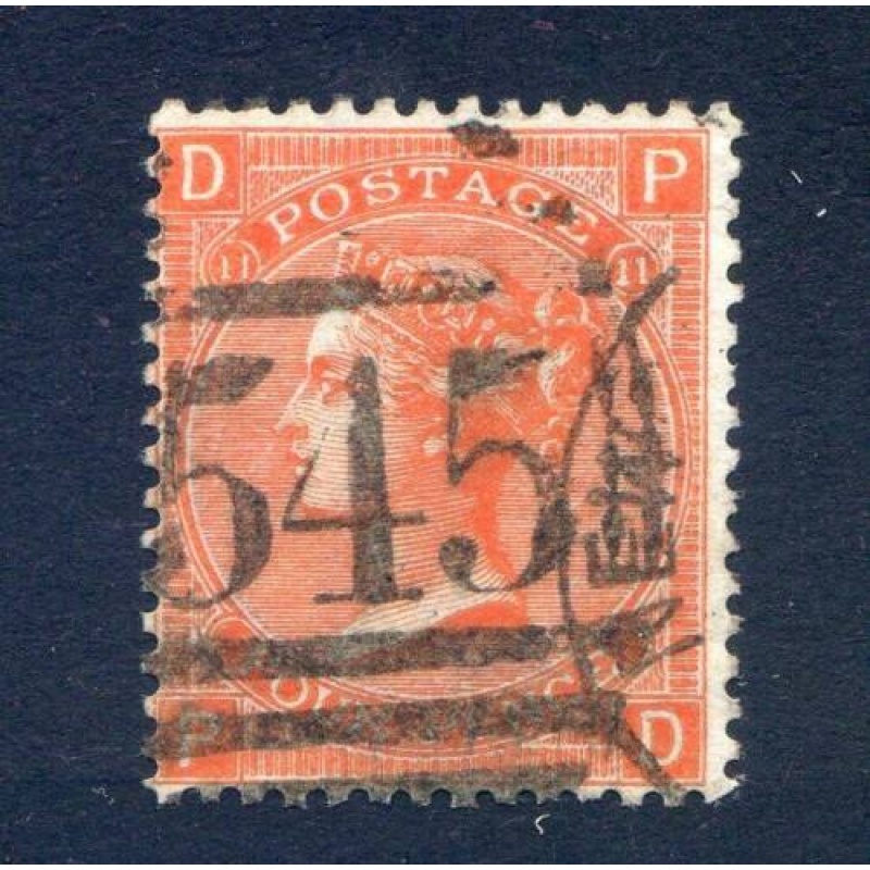 QV 4d Vermillion SG94 Plate 11 Fine Used 545 Newcastle On Tyne Cancel