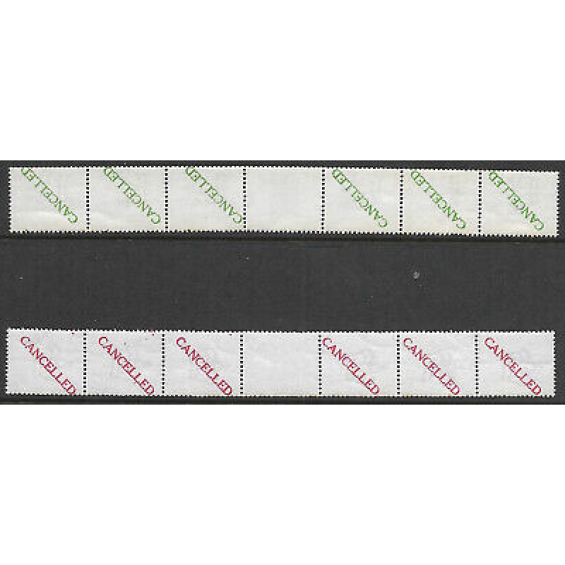 d  1d Downey Head Coil trials overprinted CANCELLED strips UNMOUNTED MINT