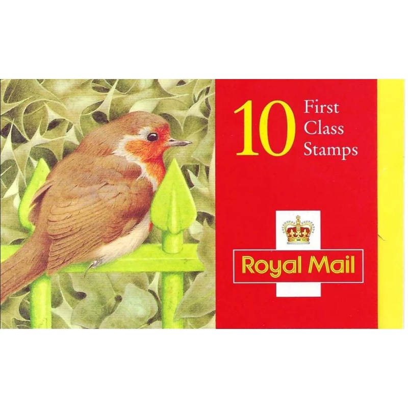 LX9 1995 Robins 10 x 1st Class(25p) stamps booklet - Cylinder B1A-B1F