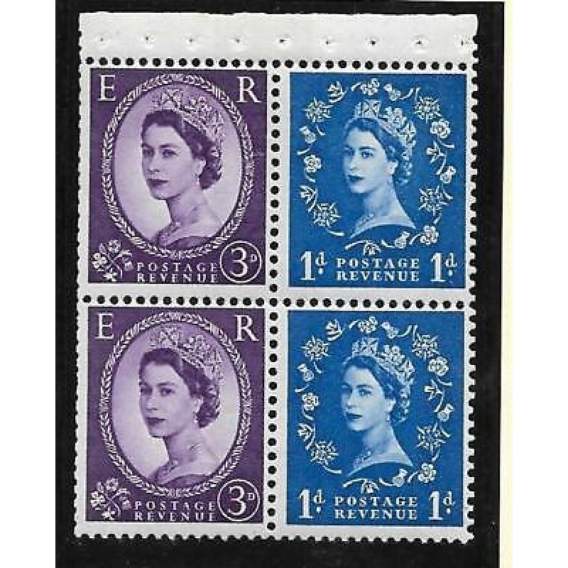 SB38 Wilding booklet pane Sideways Right perf type AP2E UNMOUNTED MNT