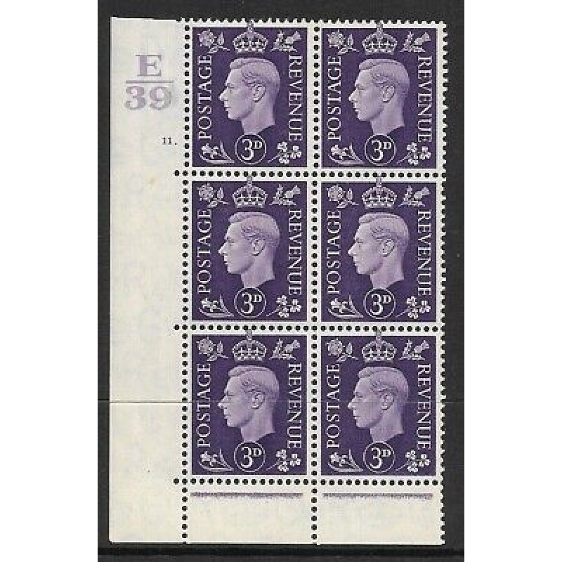 3d Violet Dark colours E39 11 Dot perf 6B(E P) block 6 UNMOUNTED MINT MNH