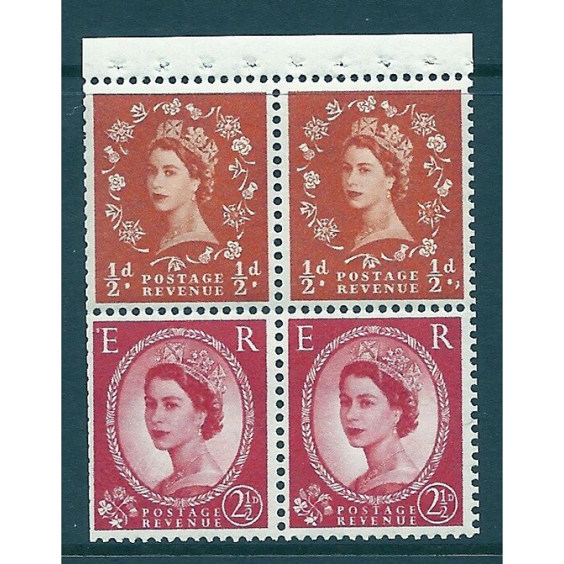 SB13b Variety Wilding booklet pane crowns on white perf I UNMOUNTED MNT MNH