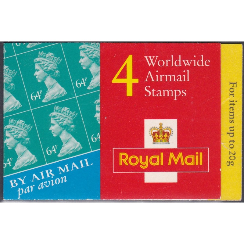 GS1 4 x Worldwide Airmail Stamps(64p) class stamps barcode booklet - Cylinder W1