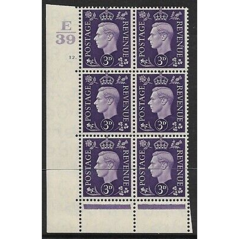 3d Violet Dark colours E39 12 Dot perf 6B(E P) block 6 UNMOUNTED MINT MNH