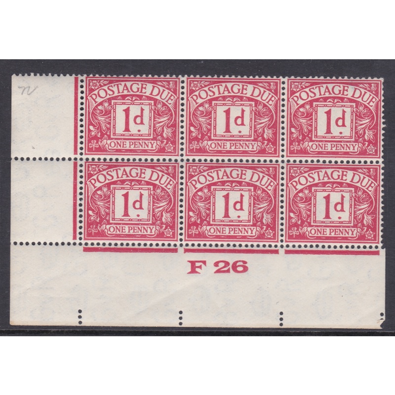 D11 1d Block Cypher Postage due Control F26 Imperf UNMOUNTED MINT