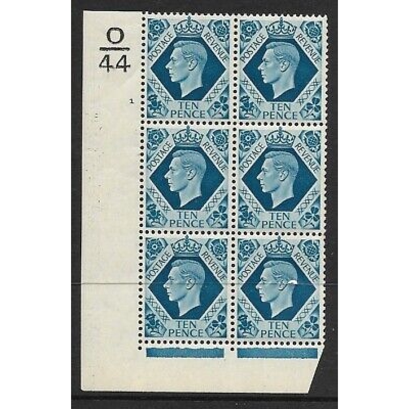 1939 10d Turquoise-blue O44 1 No Dot perf 2(I E) UNMOUNTED MINT