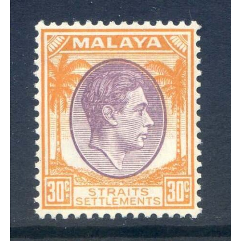 Malaysia (Straights Settlements) 30c Dull Purple  Orange SG287 Mounted Mint