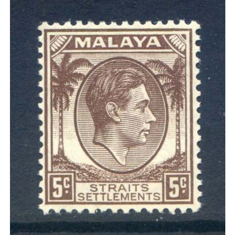 Malaysia (Straights Settlements) 5c Brown SG281 Mounted Mint