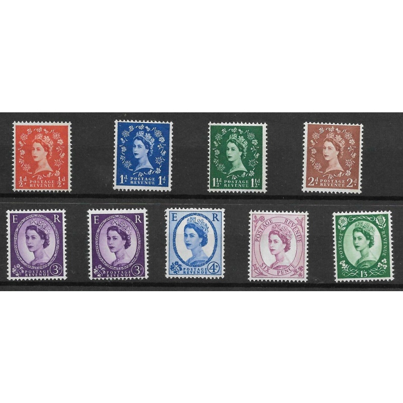 Wilding Violet 8mm Phosphor Upright set 9 UNMOUNTED MINT MNH