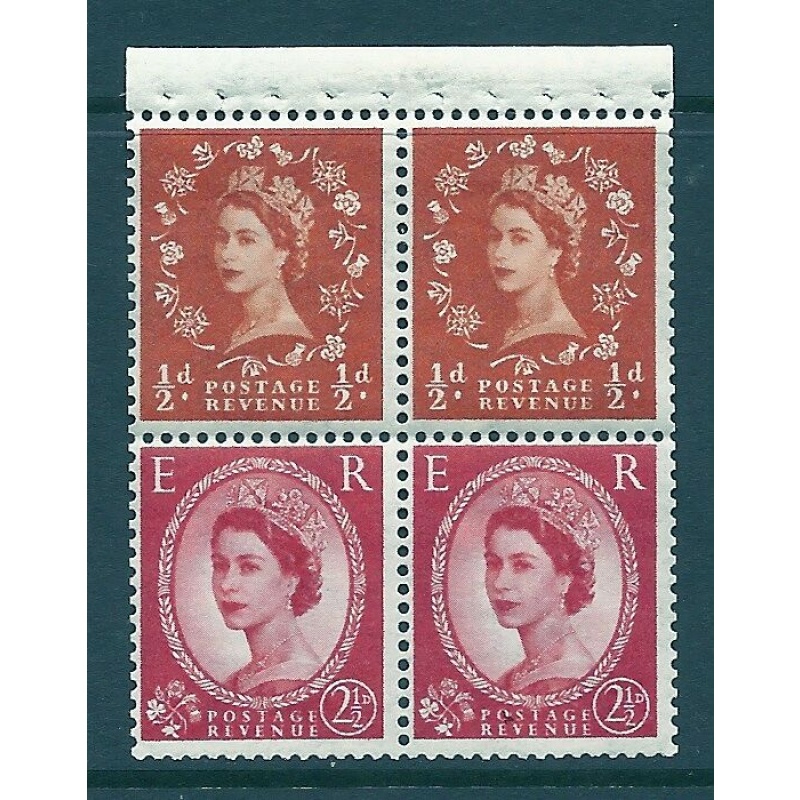 SB13a Wilding booklet pane crowns on white perf I UNMOUNTED MNT MNH