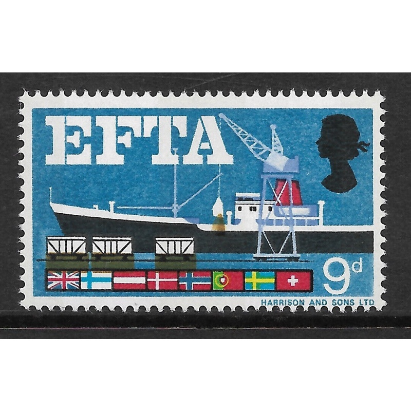 Sg 715 1967 EFTA 9d - Flaw - huge shift of brown - UNMOUNTED MINT