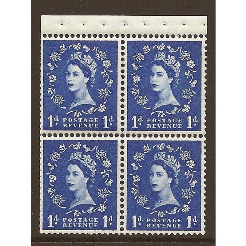 SB34 1d Crowns left Wilding booklet pane perf type I UNMOUNTED MNT MNH