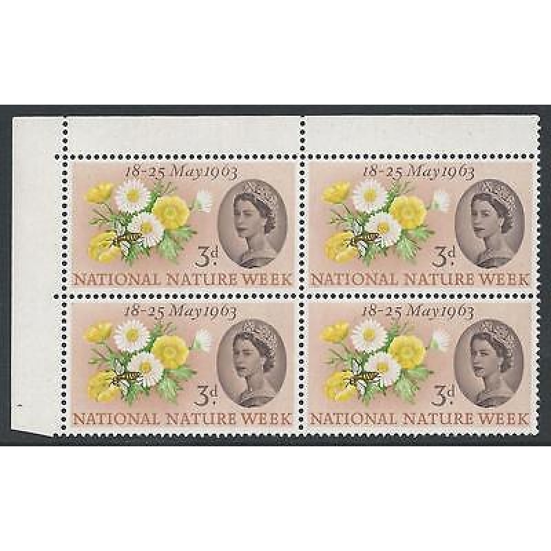 1963 Nat Nature Week 3d (Ord) - Variety - Retouch to Queens Left Jaw Block- MNH