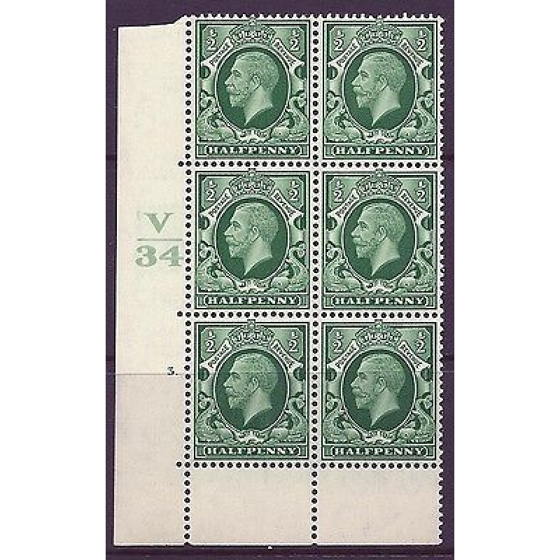 1934 1 2d Photogravure cyl blk V34 3 Dot perf 6B(E P) Block of 6 UNMOUNTED MINT