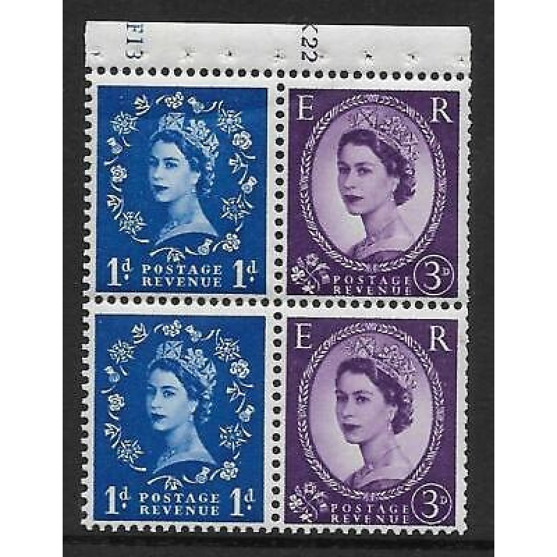 SB35 Wilding booklet pane Crowns Left Cyl F13K22 perf type I UNMOUNTED MNT MNH