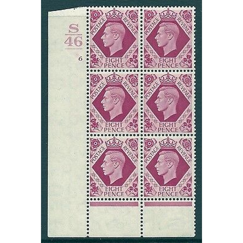 Sg 472b 8d Carmine Dark colours S46 6 No Dot perf 6(I P) block 6 UNMOUNTED MINT