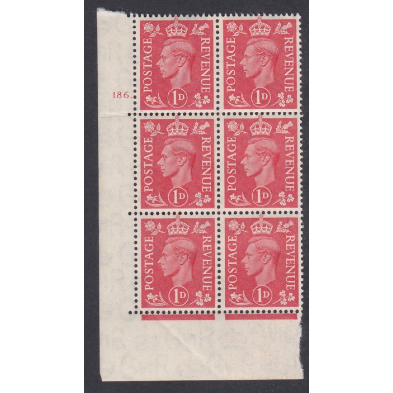 1d Red cylinder Block Control 186 dot Perf 5(E I) UNMOUNTED MINT MNH