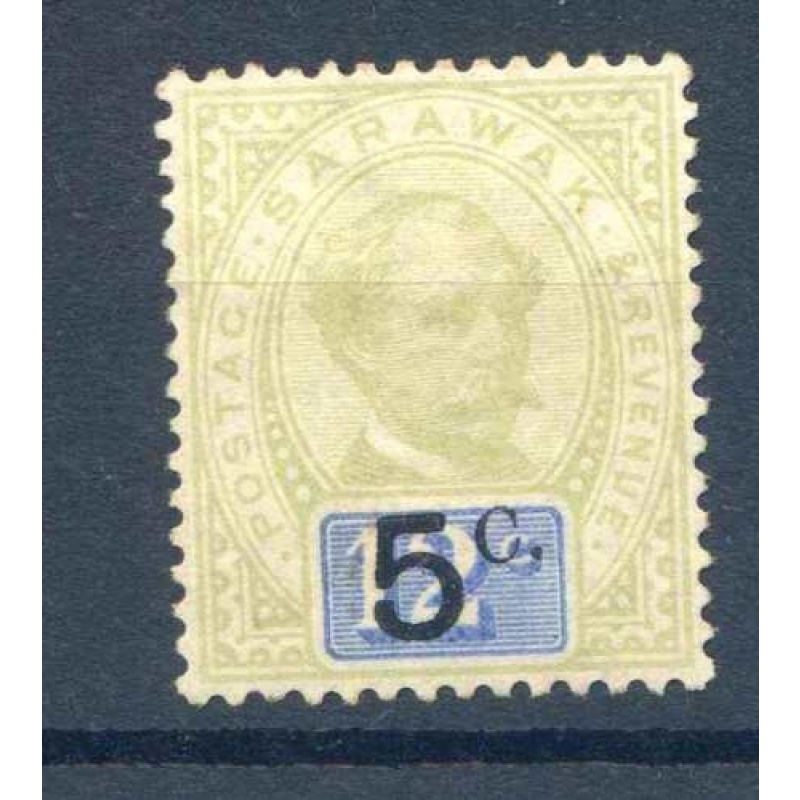 Sarawak 5c on 12c Green and Blue SG25 Mounted Mint