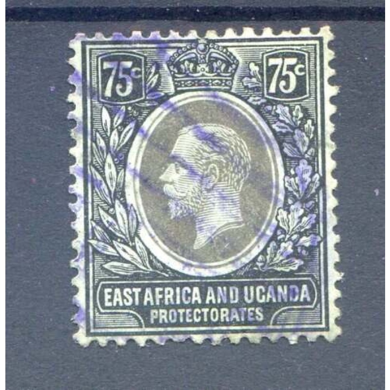 East Africa  Uganda Protectorate 75c Black  Green SG52 Fine Used