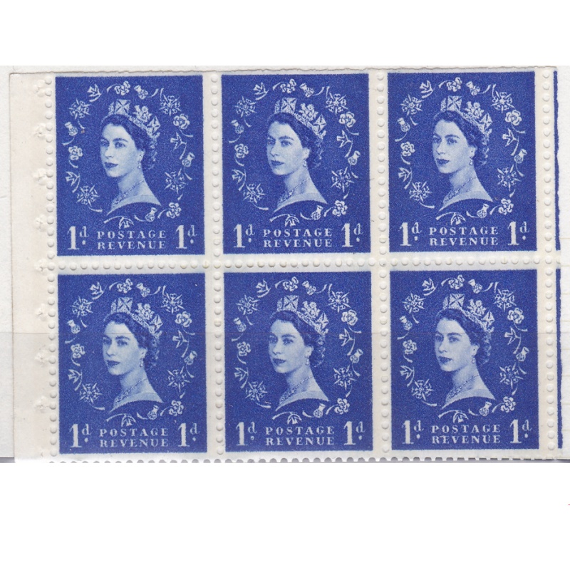 SB42 1d Wilding pane Blue white paper Photo 1x6mm + 4mm spill UNMOUNTED MNT MNH