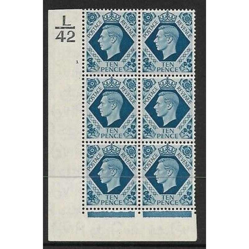 1939 10d Turquoise-blue L42 1 No Dot perf 2(I E) UNMOUNTED MINT