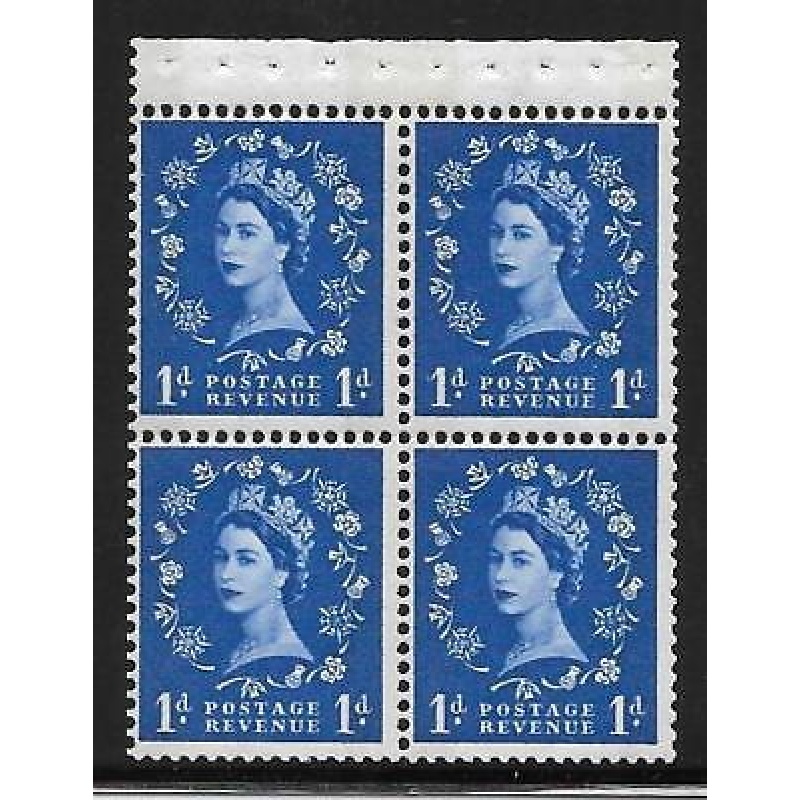 SB44a Wilding booklet pane Blue phos crowns Right perf type AP UNMOUNTED MNT