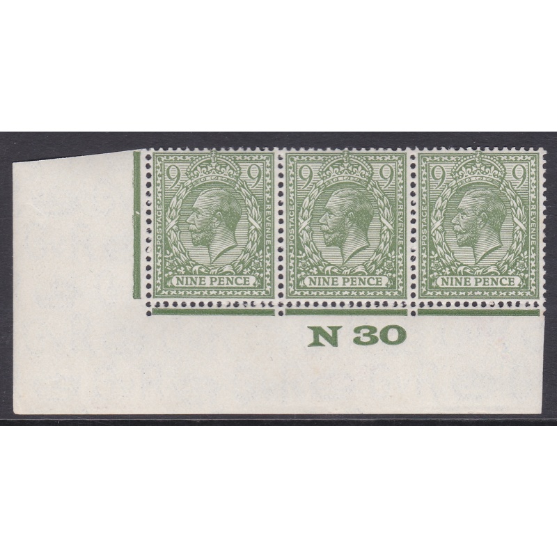 N43(4) 9d Olive Yellow Green Block Cypher Control N30 imperf UNMOUNTED MINT