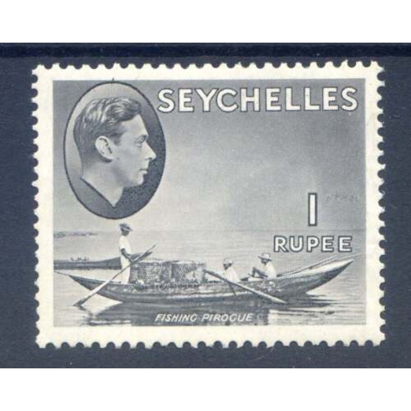 Seychelles 1r Grey Black SG146a Mounted Mint