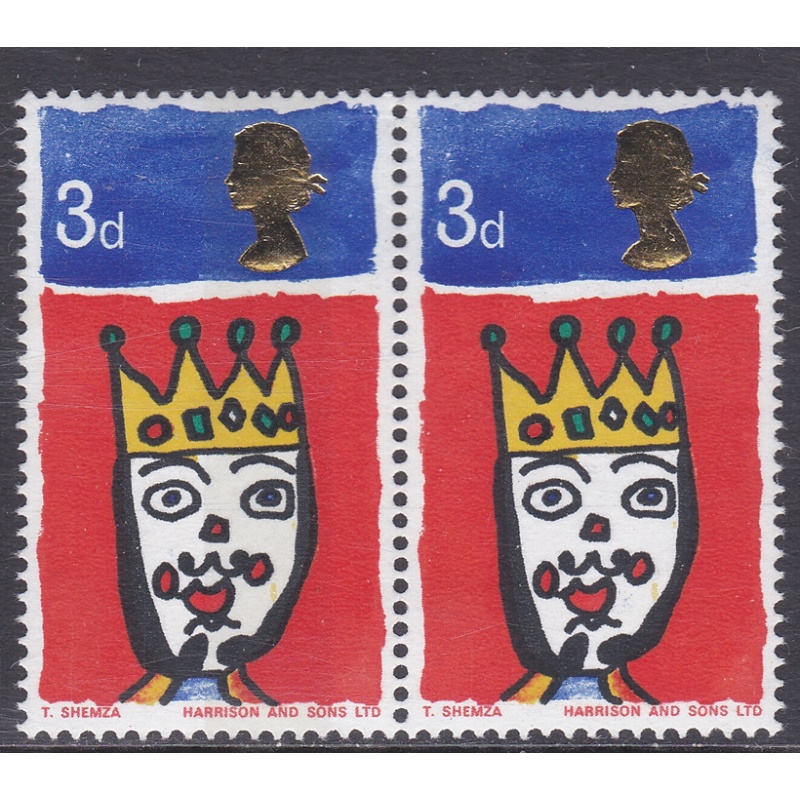 1966 Sg713pac 3d Christmas Pair with and without phosphor UNMOUNTED MINT [SN]