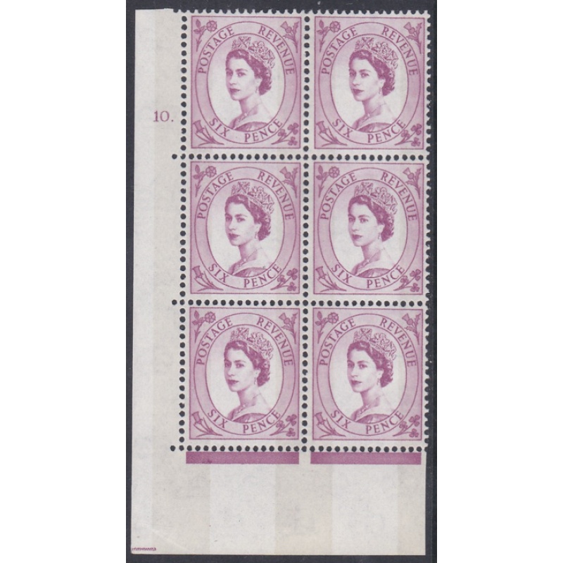 6d Wilding Violet Phosphor 9.5mm cyl 10 Dot perf type A(E I) UNMOUNTED MINT