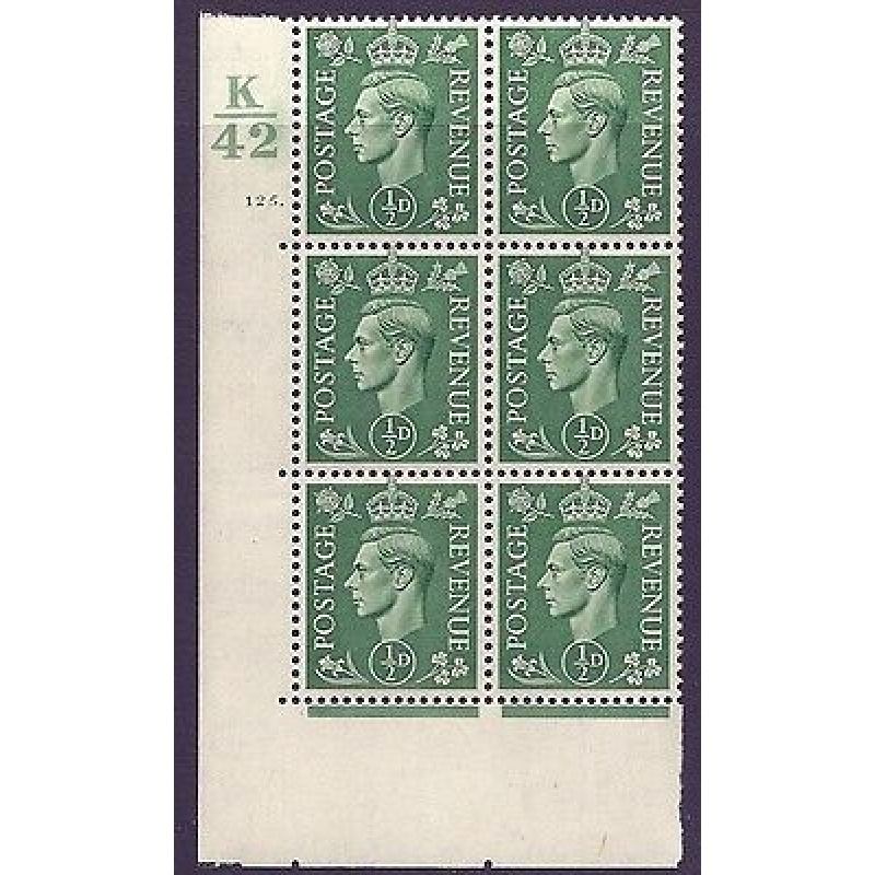 1 2d Pale green K42 125 Dot cylinder block UNMOUNTED MINT