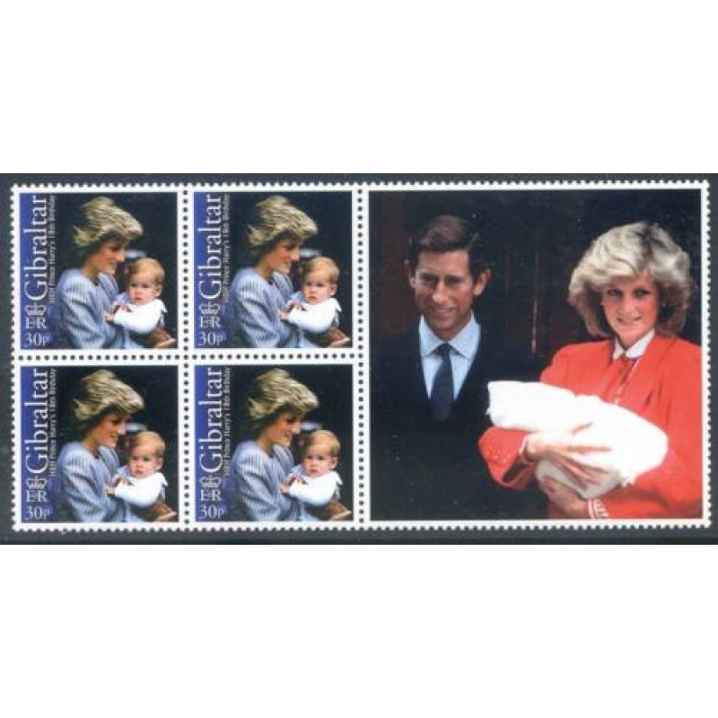 2002 Gibraltar Prince Harry SG1020 1023 Unmounted Mint Panes of 4