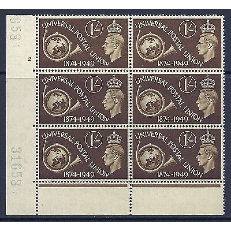 Sg 502 1949 UPU Cylinder 2 No Dot perf type 6B(E P) UNMOUNTED MINT MNH