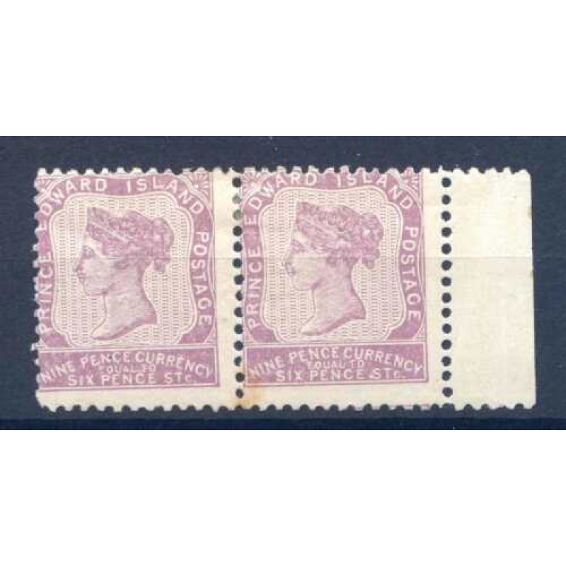 Prince Edward Island 9d Lilac SG19 Mounted Mint Pair