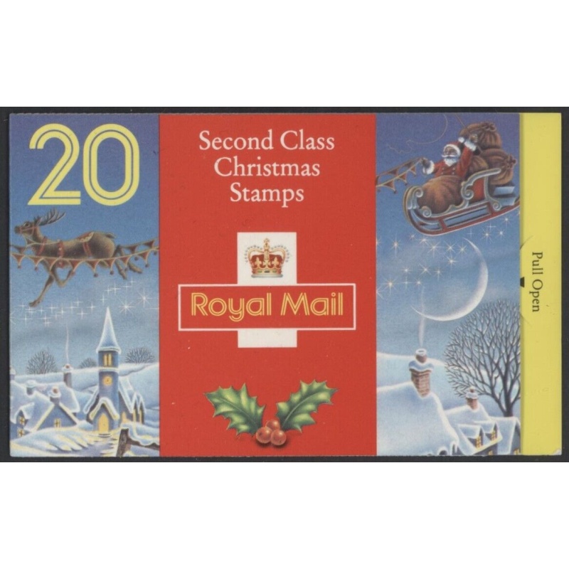 LX5 1993 Christmas Barcode Booklet 10 x 1st Class (25p) - No Cylinder