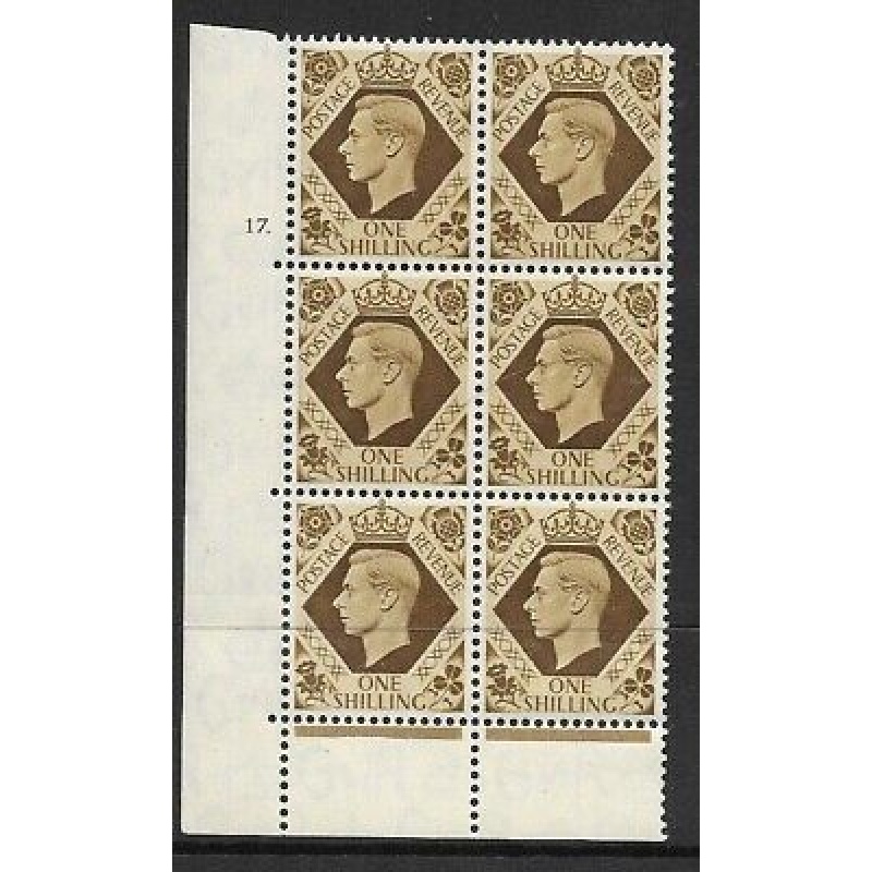 1939 1 - Bistre-Brown 17 Dot perf 6B(E P) block 6 UNMOUNTED MINT