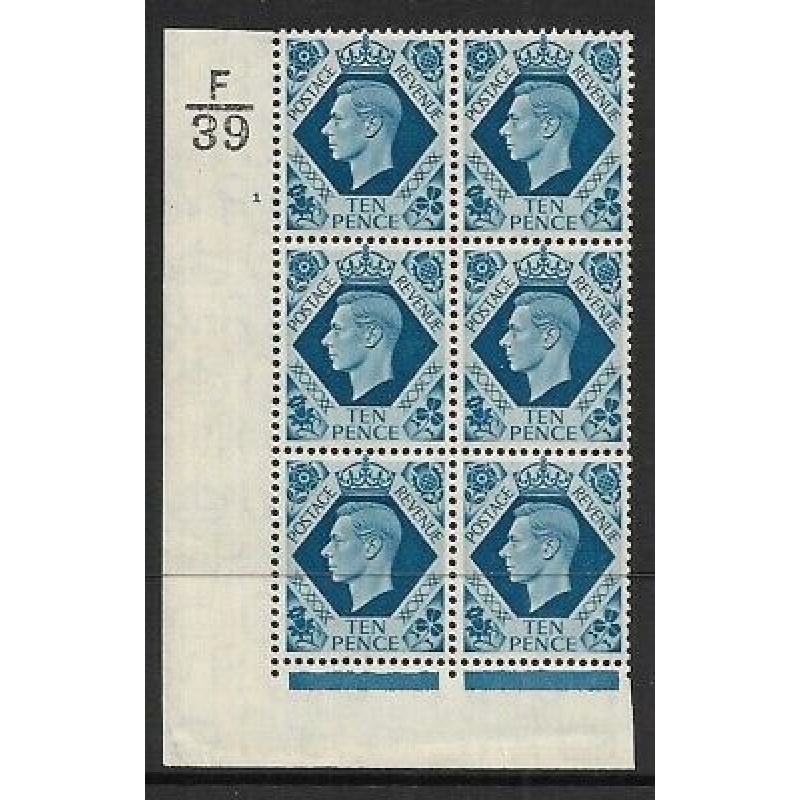 1939 10d Turquoise-blue F39 1 No Dot perf 5(I E) UNMOUNTED MINT