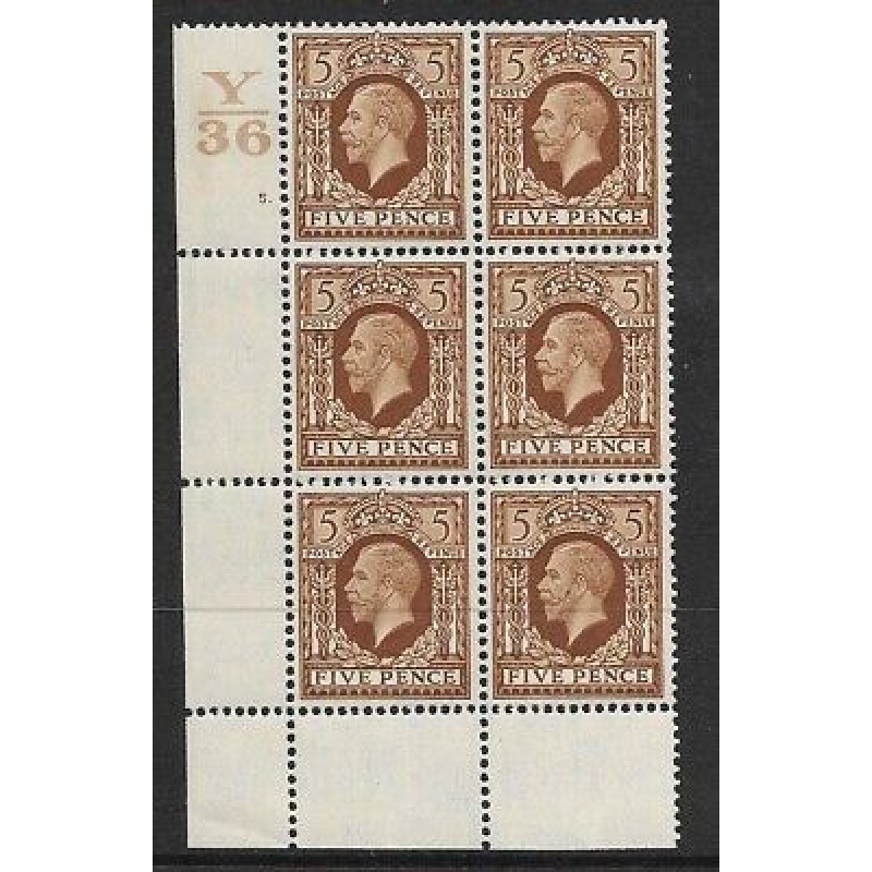 1934 5d Photogravure cyl blk Y36 5 Dot perf 2(P P) block of 6 UNMOUNTED MINT