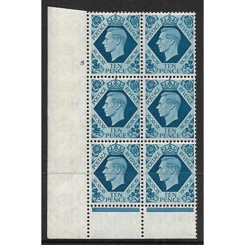 1939 10d Turquoise-blue 5 No Dot perf 6(I P) UNMOUNTED MINT MNH