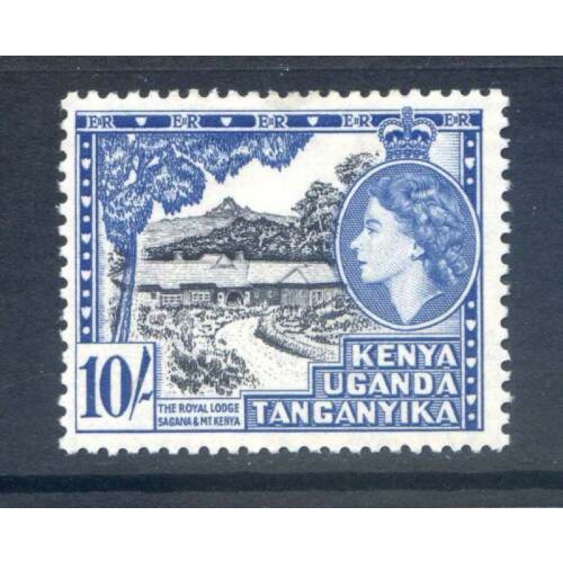 Kenya Uganda  Tanganyika 10 - Black  Deep Ultramarine SG179 Mounted M