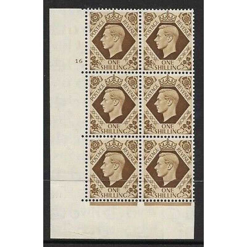 1939 1 - Bistre-Brown 16 No Dot perf 5(E I) block 6 UNMOUNTED MINT