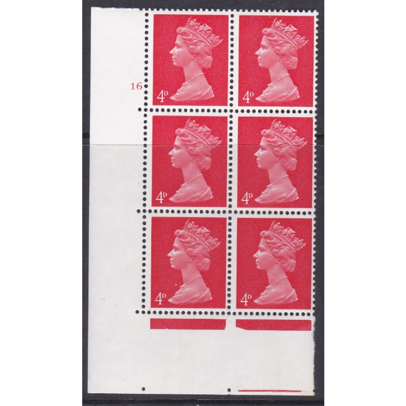 Pre-decimal Machin 4d Vermilion PVA CB Head B Perf A Cylinder 16 No Dot - MNH