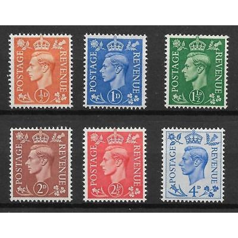 1950-52 GVI Colour change Upright Set of 6 stamps UNMOUNTED MINT