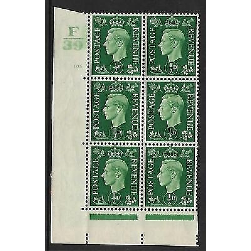 Sg 462 d Green Dark colours F39 105 No Dot Perf 5(E I) block 6 UNMOUNTED MINT