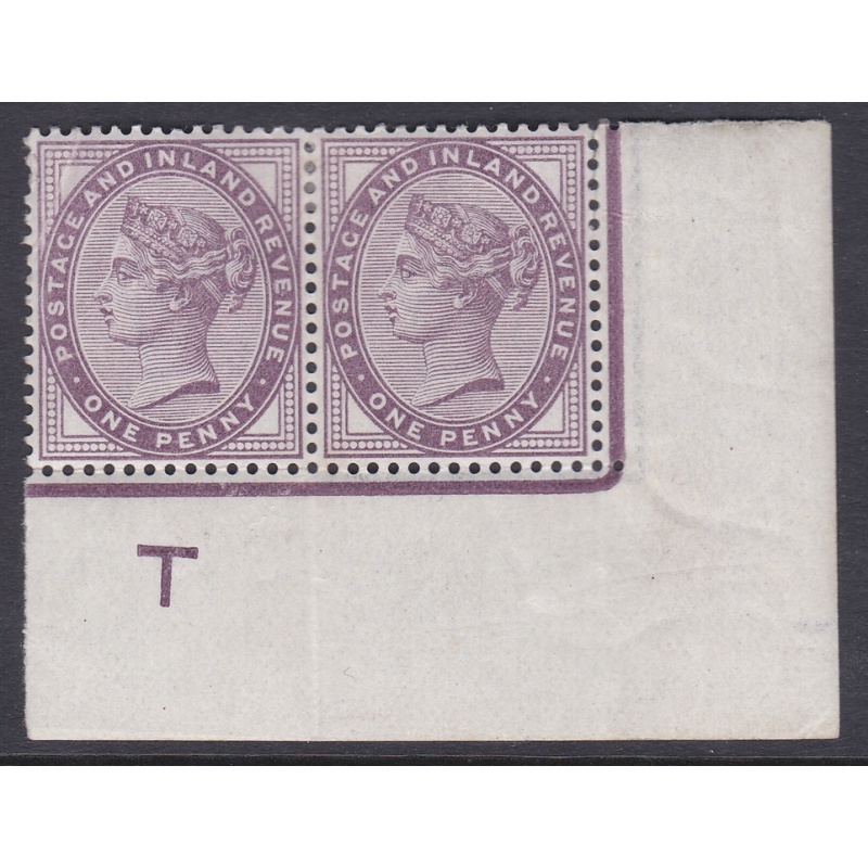 Sg 172 1d lilac control T imperf Pair With jubilee line MOUNTED MINT