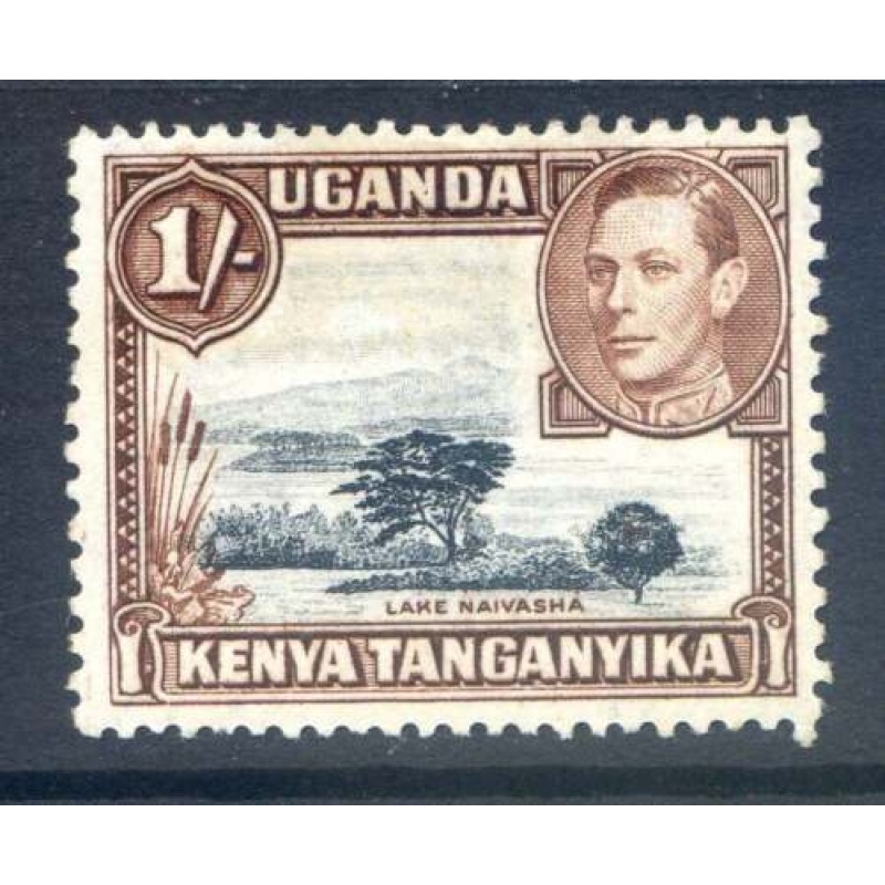 Kenya Uganda  Tanganyika 1 - Black  Yellowish Brown SG145 Mounted Min