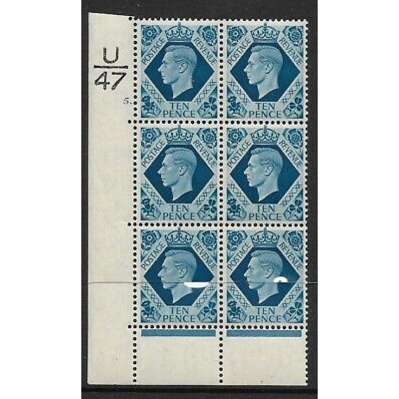 1939 10d Turquoise-blue U47 5 Dot perf 6B(E P) UNMOUNTED MINT MNH