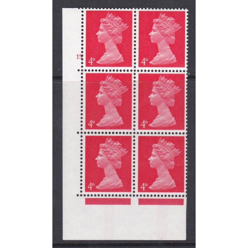 Pre-decimal Machin 4d Vermilion PVA CB Head B Perf A Cylinder 15 Dot - MNH